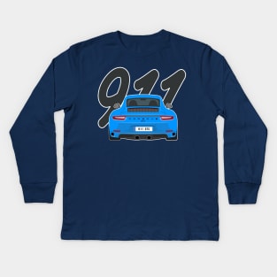 911 gts racing blue Kids Long Sleeve T-Shirt